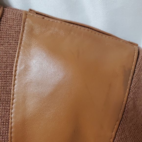 Vakko moto leather & wool zip up shacket jacket Medium - Picture 9 of 14